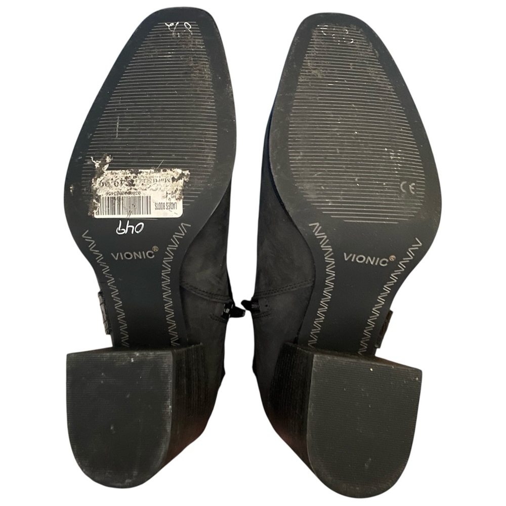 Vionic Black Leather Ankle Boot with Decorative Strap - Picture 14 of 14